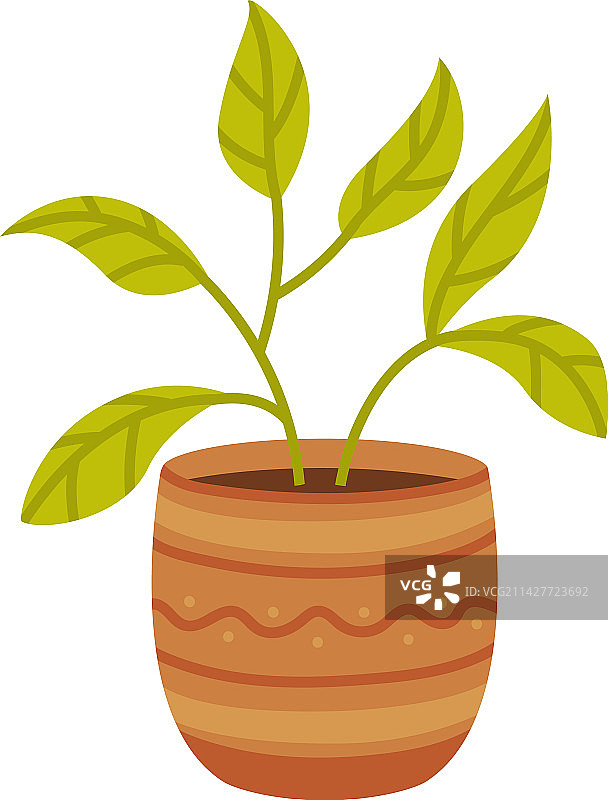 卡通陶瓷盆栽绿色植物图片素材