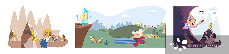 通过加密货币从游戏中获得力量的快乐男人图片素材