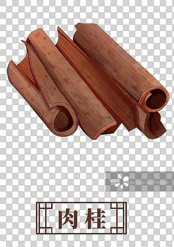 肉桂中药材药材插画元素图片素材