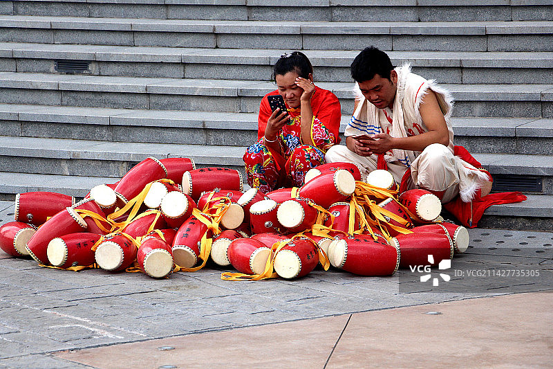 陕西：安塞腰鼓人图片素材