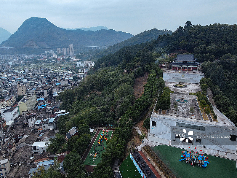 罗源县 凤山公园 慈林观音堂 第一中学 县医院 春景花园 航拍图片素材