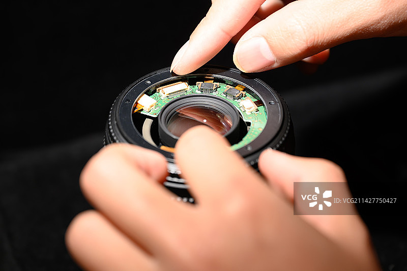 单反镜头维修局部特写图片素材