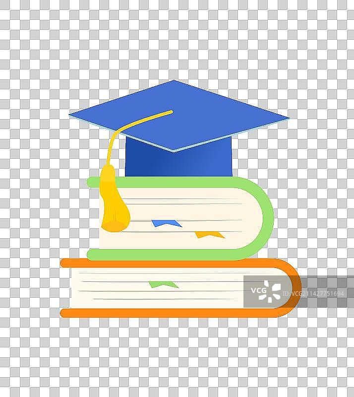 白色背景下的书籍和学士帽特写图片素材