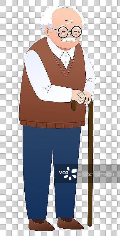 慈祥的老爷爷卡通插画元素图片素材