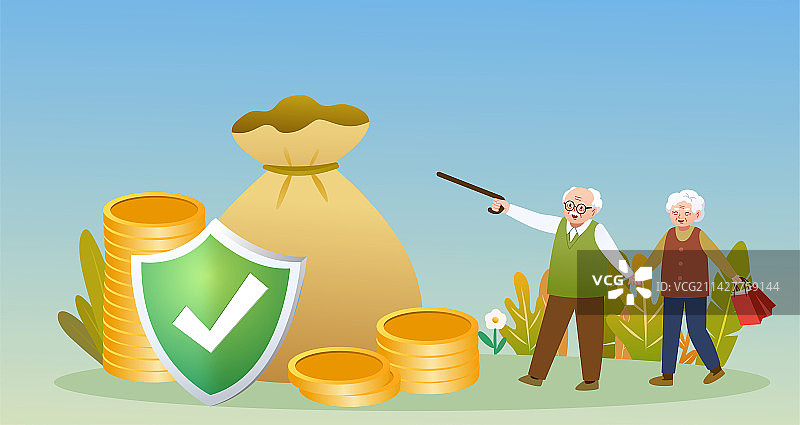 两个老年人在选择养老金服务卡通插画图片素材