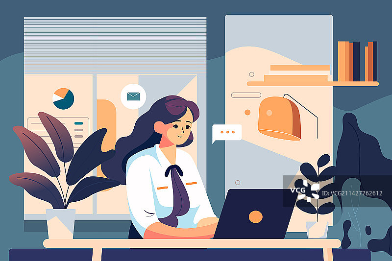 卡通商务办公人物实习公司开会交流矢量插画图片素材