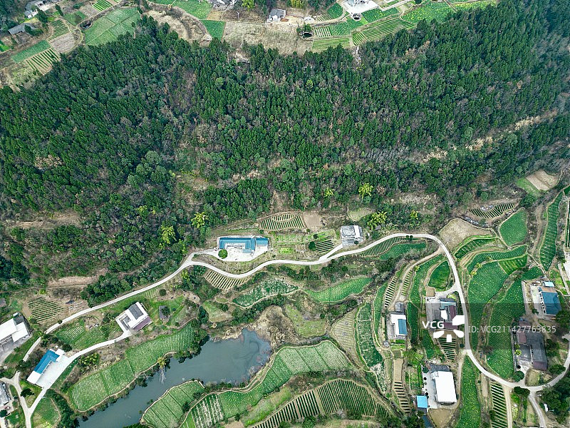 航拍乡村田园风光图片素材