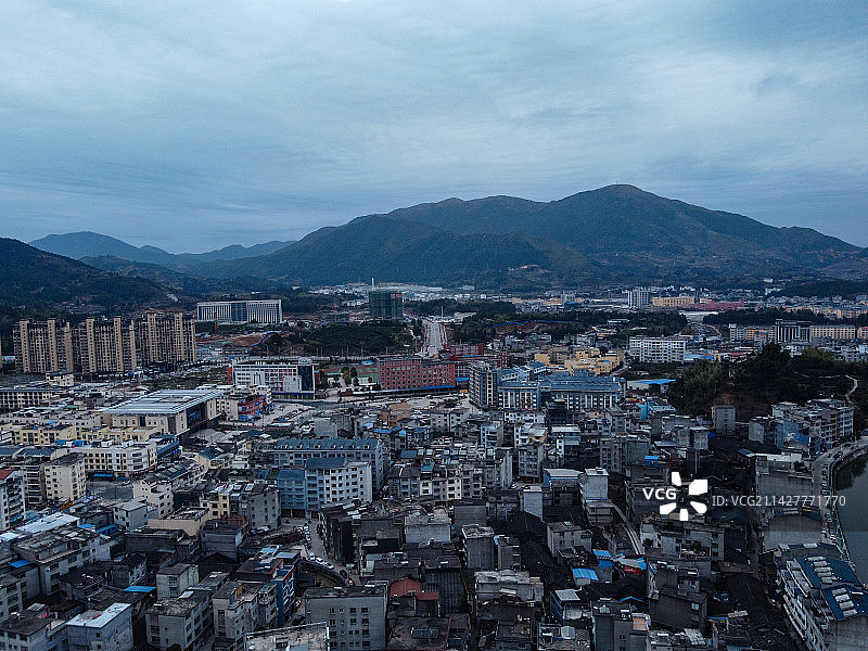柘荣县 龙溪 文昌南路 仙屿公园 河滨西路 图书馆 航拍图片素材