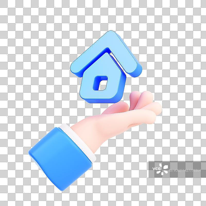 3D渲染的卡通小手与商务图标图片素材