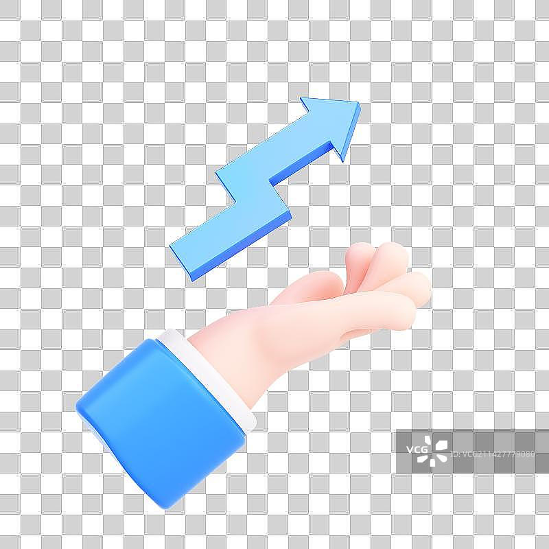 3D渲染的卡通小手与商务图标图片素材