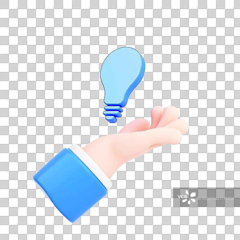 3D渲染的卡通小手与商务图标图片素材