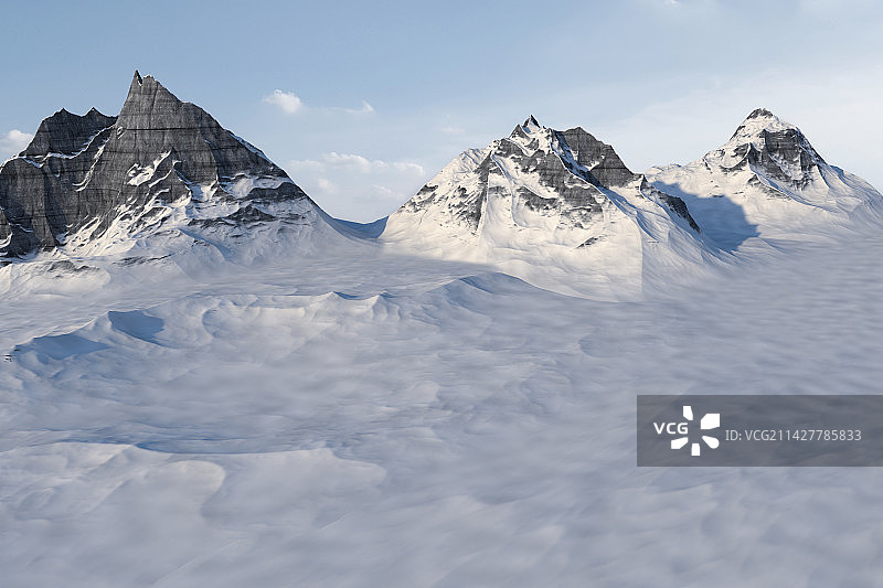 雪山远景,3D渲染图片素材