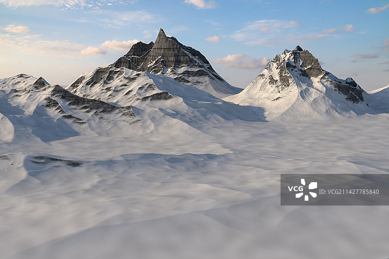 雪山远景,3D渲染图片素材