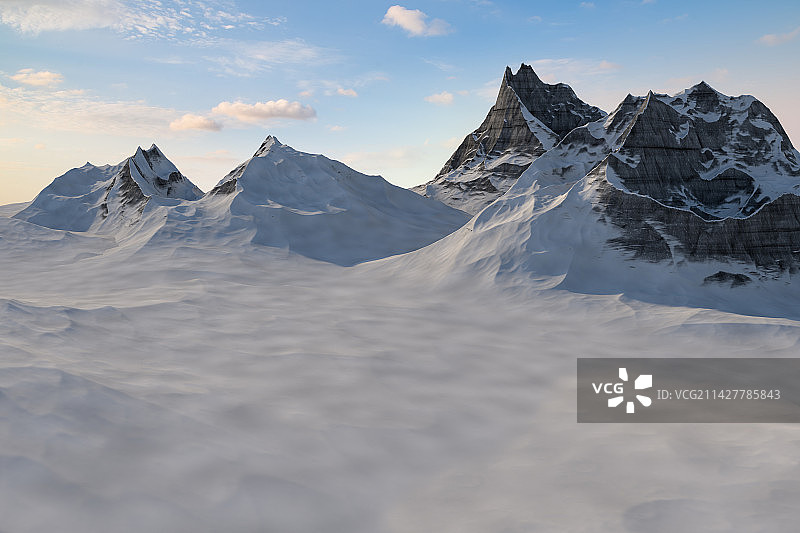 雪山远景,3D渲染图片素材