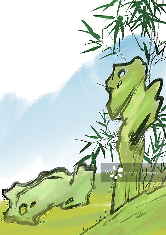 水彩花草插画 竹子图片素材