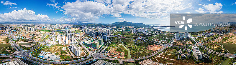 海南省三亚市崖州区崖州湾科技城 全景航拍图片素材