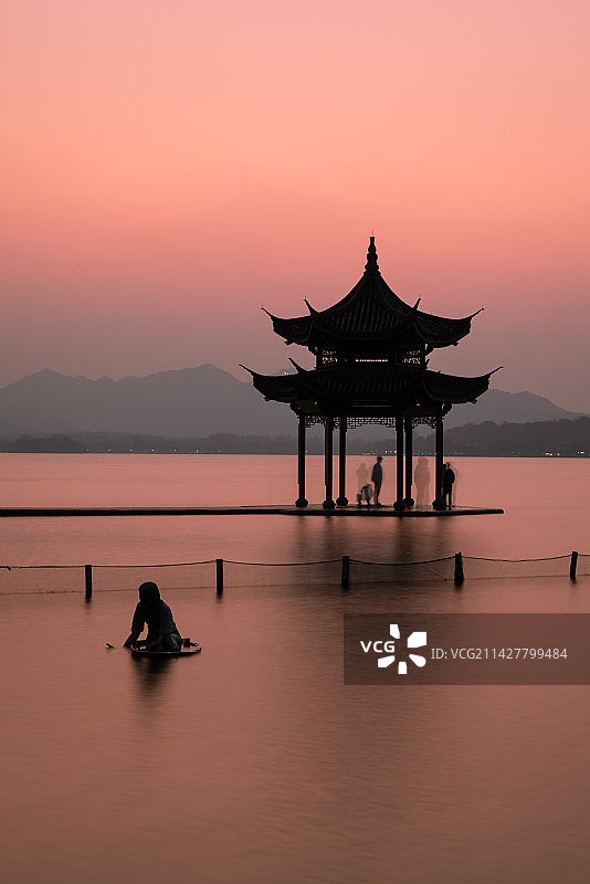 集贤亭日落图片素材