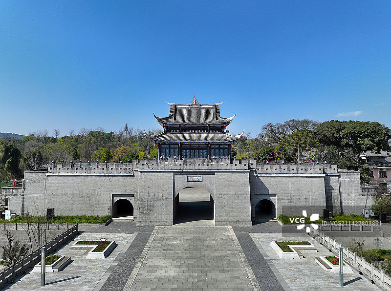 四川省南充市蓬安县相如故城相如湖湿地公园航拍图片素材