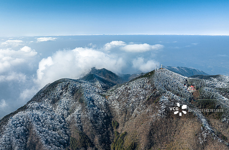 航拍庐山汉阳峰雾凇图片素材