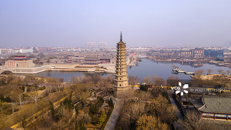 中国山东无棣古城古建筑航拍图图片素材