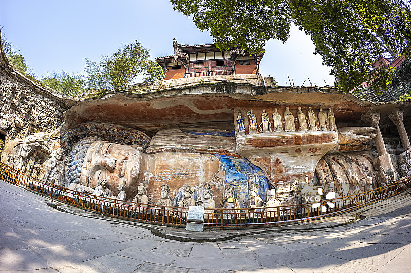 世遗经典-重庆大足石刻-宝顶山卧佛图片素材