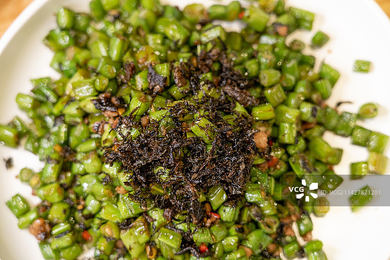 开胃特色热菜 橄榄菜肉碎四季豆图片素材