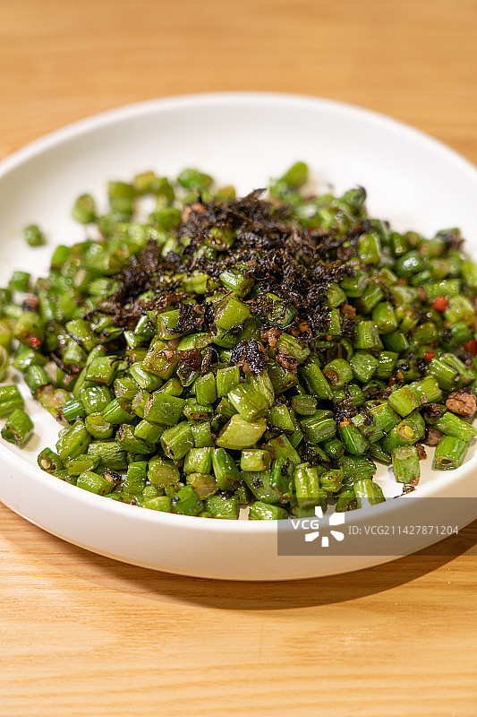 开胃特色热菜 橄榄菜肉碎四季豆图片素材
