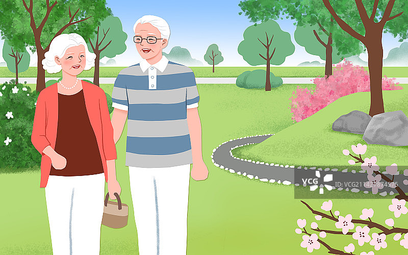 老年夫妻在公园图片素材