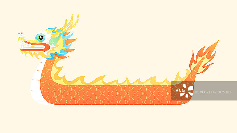 国风扁平化端午节龙舟创意插画图片素材
