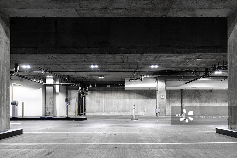 地下停车场清水混凝土空间背景图片素材