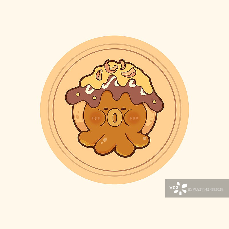 手绘卡通章鱼丸子小吃图片素材