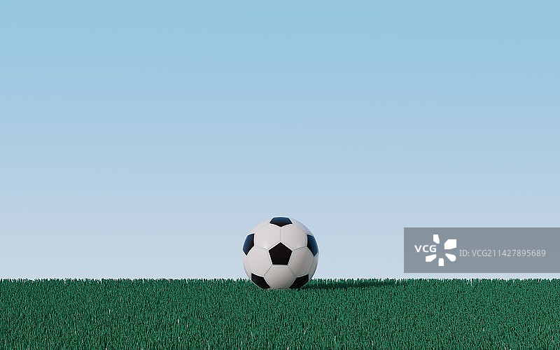 草坪上的足球3D渲染图片素材