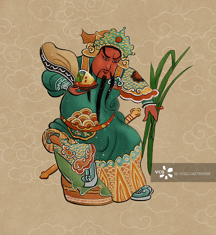 关羽门神端午安康图片素材