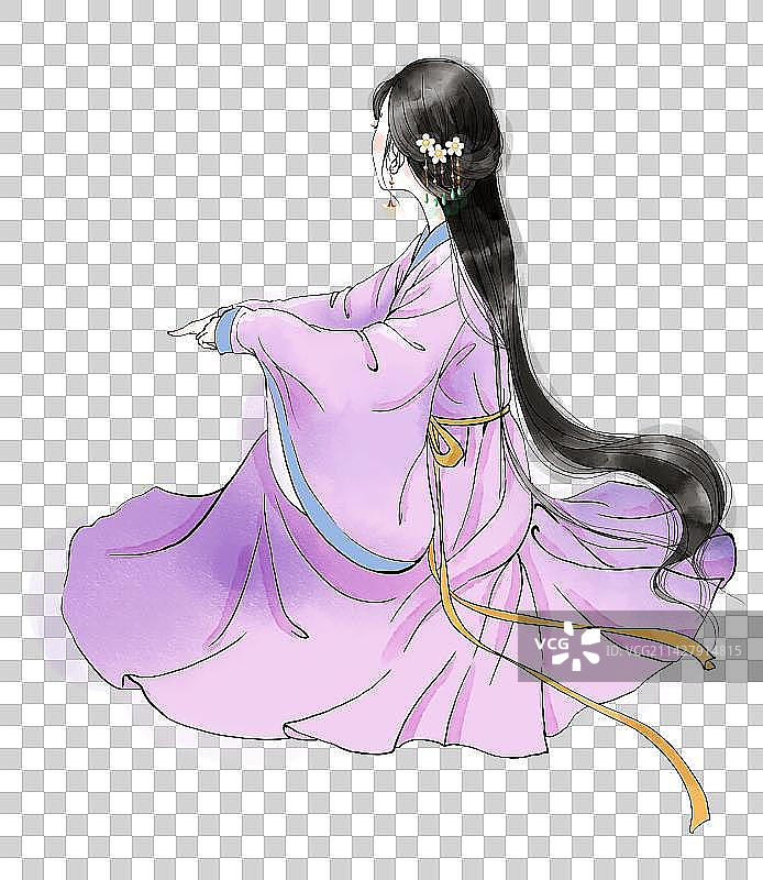 古风少女坐着图片素材