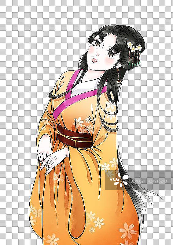 古风仰头的少女图片素材