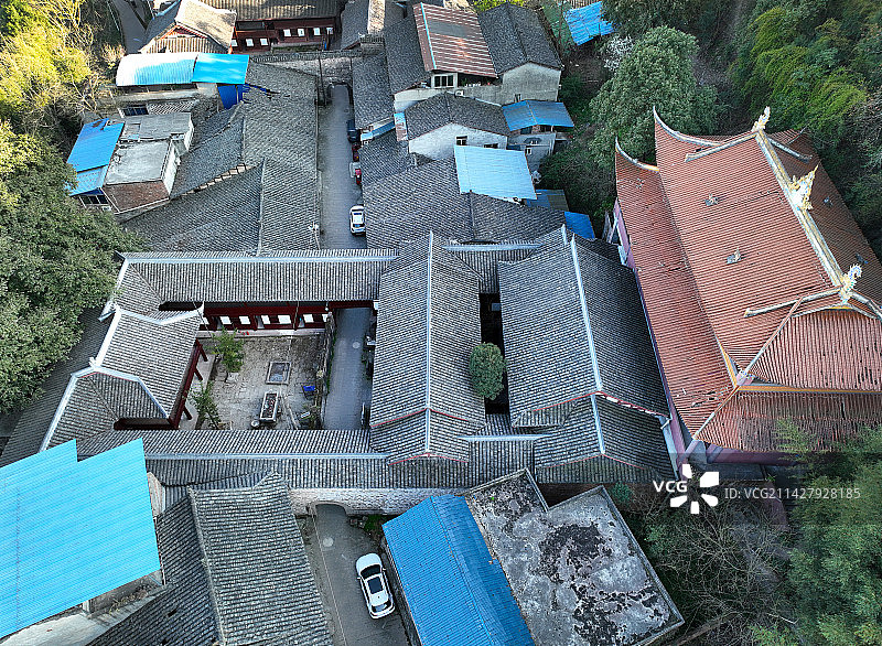 四川省南充市仪陇县朱德故里马鞍古镇马鞍老街航拍图片素材