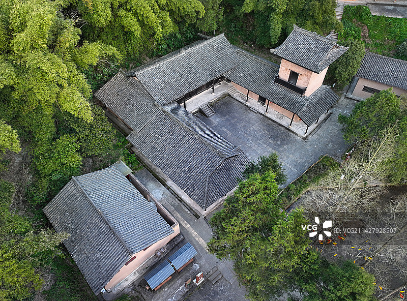 四川省南充市仪陇县朱德故里朱德与母亲陈列室朱德诞生地航拍图片素材