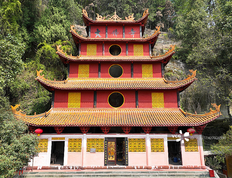 四川省南充市南部县禹迹山大佛旅游景区航拍图片素材