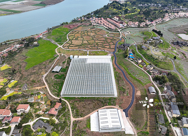 四川省南充市凤仪湾中法农业科技园航拍图片素材