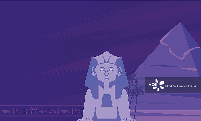 埃及狮身人面像和象形文字图片素材