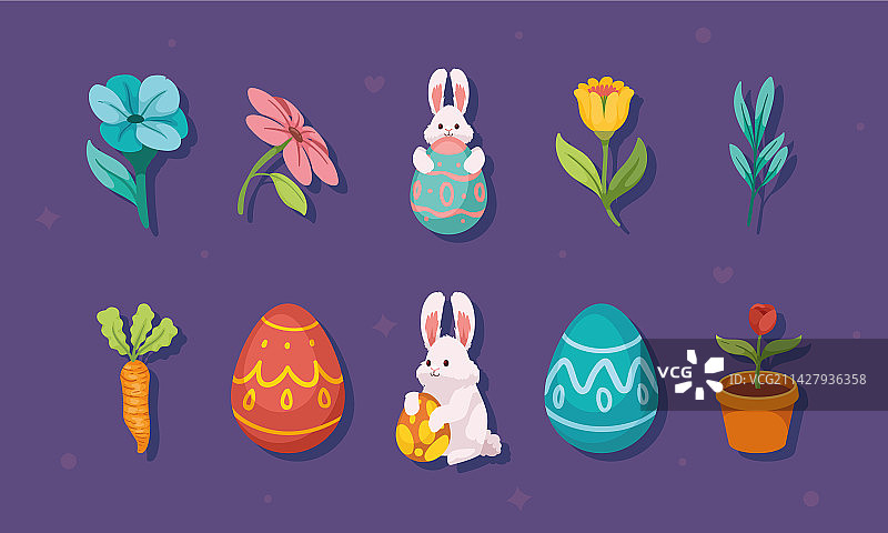 复活节图标集图片素材
