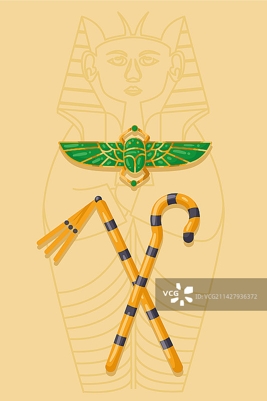 埃及圣甲虫和权杖珠宝图片素材