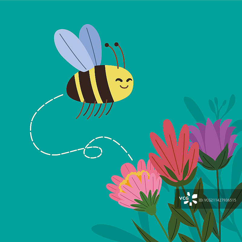 带春花的蜜蜂图片素材