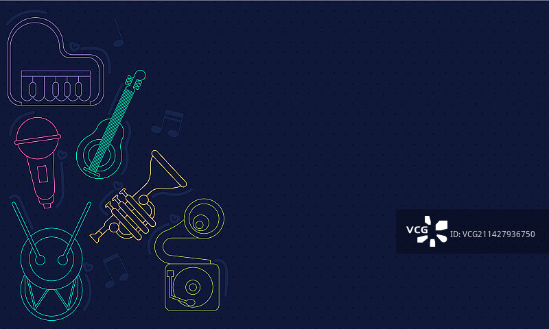 霓虹风格乐器图片素材