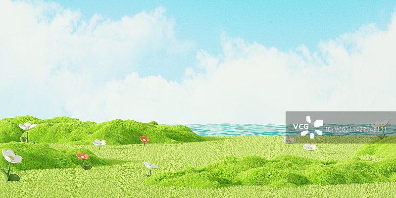 夏天夏日炎炎电商展台场景图片素材