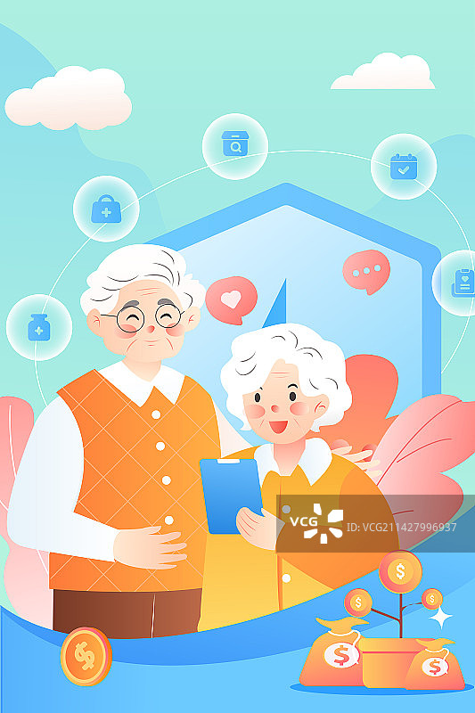 养老金融插画图片素材