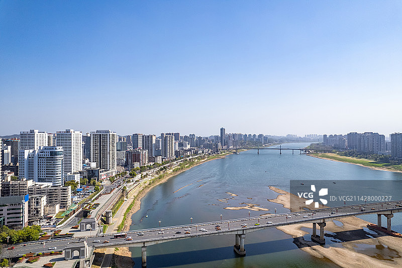 中国湖南省株洲市湘江两岸风光图片素材