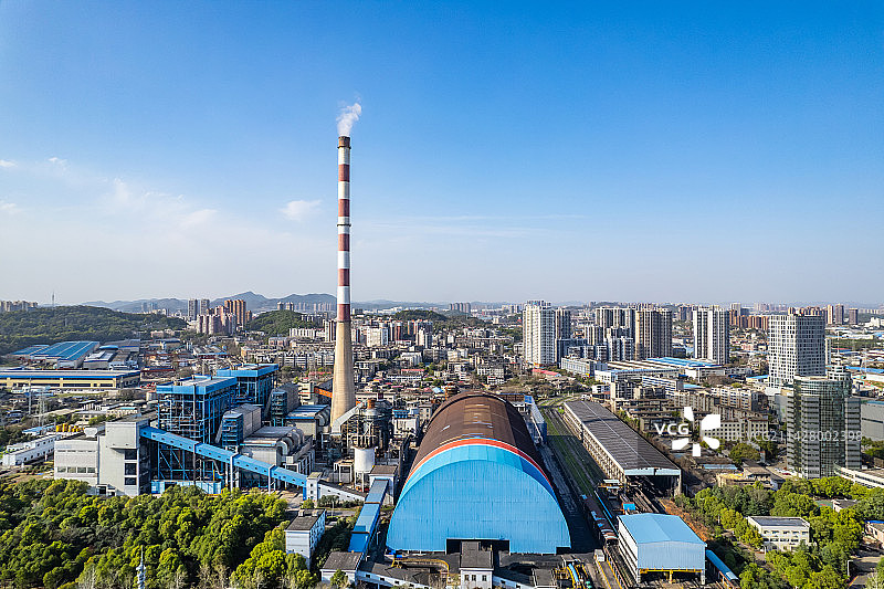 中国株洲火电厂大烟囱图片素材