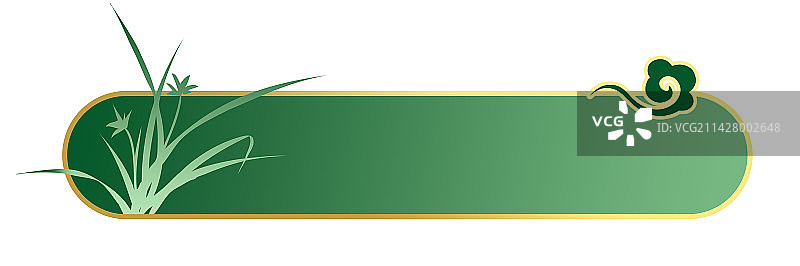 兰花绿色中式边框背景图片素材