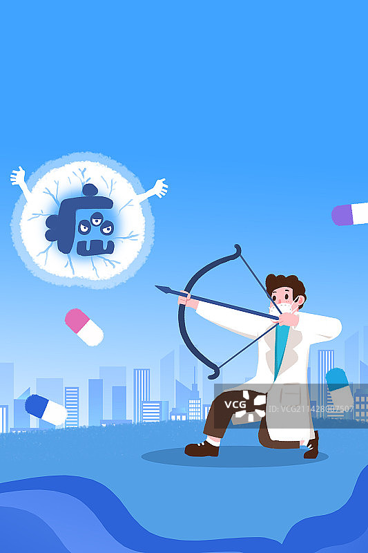 卡通手绘医生制服癌症插画图片素材